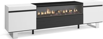 Skraut Home Skraut Home - Mueble Tv, Televisi&oacute;n, Muebles De Sal&oacute;n, Almacenaje, 200x57x35cm, Para Tv Hasta 80, Chimenea El&eacute;ctrica, Dise&ntilde;o Industrial, Estilo Modern