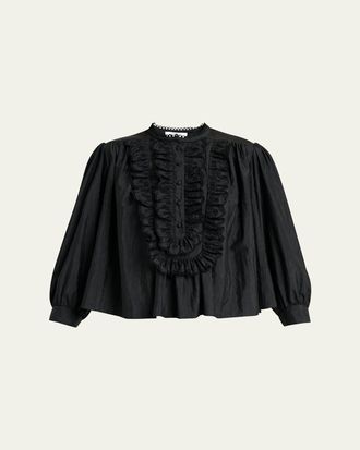 Chlo&eacute; Embroidered Ruffle Taffeta Blouse