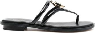 Michael Michael Kors logo-plaque thong-strap sandals - women - Other fibres - 6.5 - Black