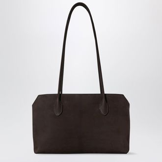 The Row Terrasse nubuck calf leather shoulder bag, ebony brown