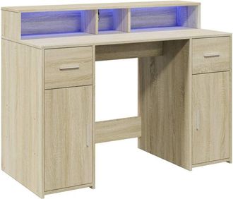 vidaXL Vidaxl - Escritorio con led madera ingeniería roble Sonoma 120x55x91 cm