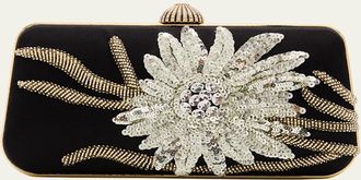 Valentino Garavani Carry Secrets Sequin Floral Satin Clutch Bag