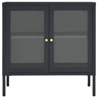 Berkfield Home Sideboard Anthracite 70x35x70 cm Steel & Glass in Black | Size: 70 x 35 x 70 cm