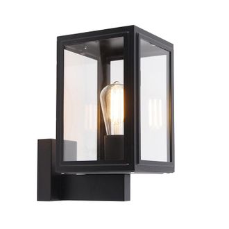 QAZQA Industrial Aplique R&uacute;stico Negro Ip44 - Sutton Up Acero Inoxidable /vidrio Cubo /cuadrada Adecuado Para Led Max. 1 X 100 Watt - Qazqa