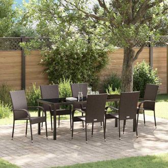 vidaXL Conjunto De Comedor De Jard&iacute;n 7 Pcs Marr&oacute;n Polirat&aacute;n Vidaxl