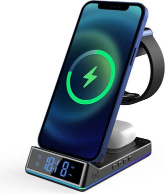 OEM Cargador Inal&aacute;mbrico 5 En 1 Con Luz Nocturna Y Cargador De Inducci&oacute;n De 15 W Para Iphone 16/15/14/13/12/pro/max/plus, Iwatch 8/7/6/se/5/4/2, Airpods 2