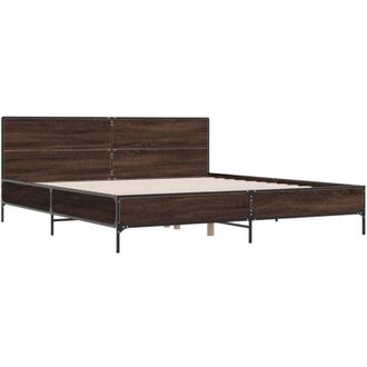 vidaXL Vidaxl - Estructura Cama Madera Ingenier&iacute;a Metal Marr&oacute;n Roble 200x200 Cm