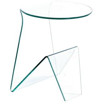 Oresteluchetta Tavolino da salotto di design comodino moderno in vetro curvato Light