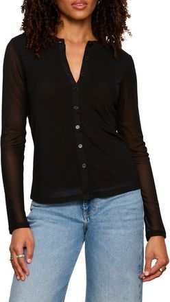 Sanctuary Mesh Sleeve Cardigan in Black at Nordstrom, Size X-Large