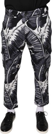 Dolce & Gabbana Mens Gray Banana Leaf Cotton Stretch Capri Pants