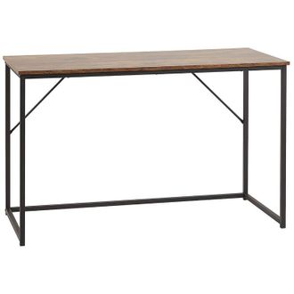 Beliani Beliani - Industrial Home Office Desk Dark Wood Black Metal Frame 120 x 55 cm Pembro