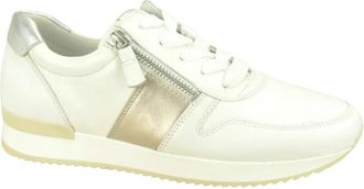 Gabor Beige Gouden Fijne Runner Sneakers - Dames - Sneakers - Beige - 40 1/2 EU - Leer - Schoenen