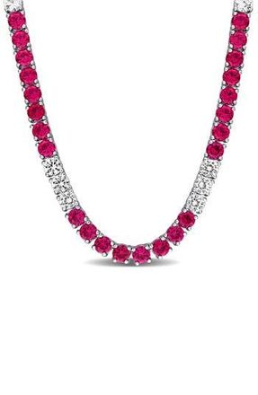 Delmar Lab Created Ruby & Lab Created White Sapphire Necklace in Red at Nordstrom Rack