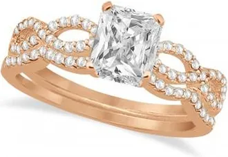 Allurez Infinity Radiant-Cut Diamond Bridal Ring Set 14k Rose Gold (0.88ct)