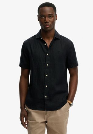 Superdry Leinenhemd SUPERDRY RIVIERA S/S LINEN SHIRT, Herren, Gr. XXL, N-Gr, eclipse navy, Web, Obermaterial: 100% Leinen, unifarben, regular fit normal, Hemde