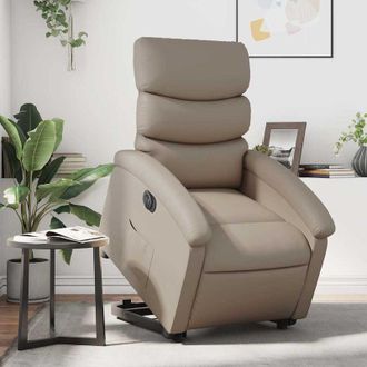 vidaXL Vidaxl - Sill&oacute;n Elevable El&eacute;ctrico Cuero Artificial Capuchino