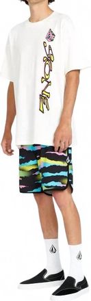 Volcom Zebra Shield Scallop Mod 18 Boardshorts In Black