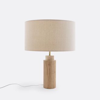 La Redoute Interieurs Tafellamp in eik, metaal en linnen, Idna