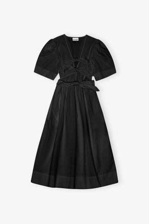 Ganni Black Stretch Cotton Dress - Size 8/10 Organic