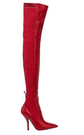 Fendi Red Leather Thigh High Boots Size 38