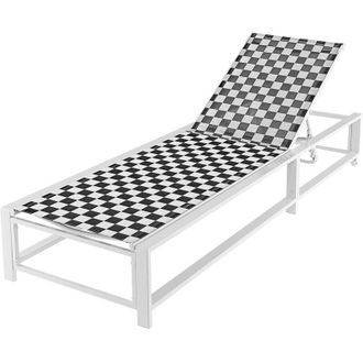 Costway Lettino Giardino con Ruote, Sedia Sdraio Esterno con Schienale Regolabile, con Tessuto Traspirante, Telaio in Metallo, per Giardino Piscina