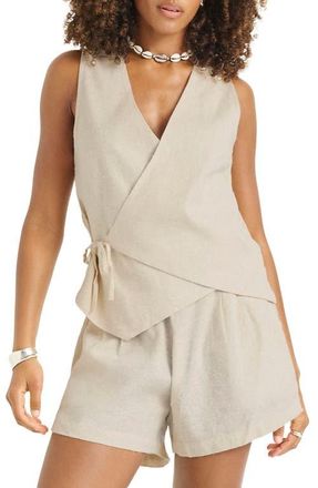 Vitamin A Valencia Wrap Organic Cotton & Linen Blend Cover-Up Top in Natural at Nordstrom, Size Xx-Small