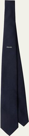 Prada Mens Silk Stripe Logo Tie