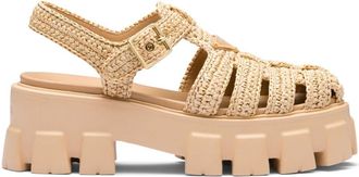 Prada Monolith raffia sandals - women - Rubber/Calf Leather/Raffia - 41 - Neutrals