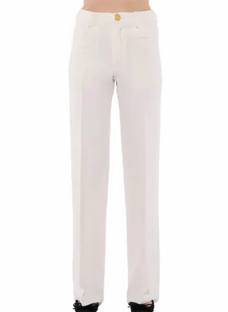 Giambattista Valli Crepe Button Front Trouser In Ivory