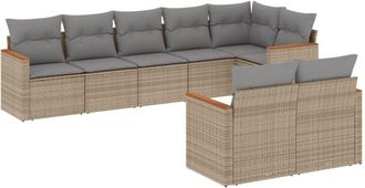 vidaXL Juego De Sof&aacute;s Jard&iacute;n Con Cojines Beige Mezcla 8 Pzas Rat&aacute;n Pe Vidaxl