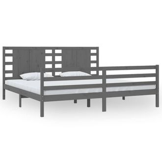 Berkfield Home Bed Frame Grey Solid Wood Pine 200x200 cm