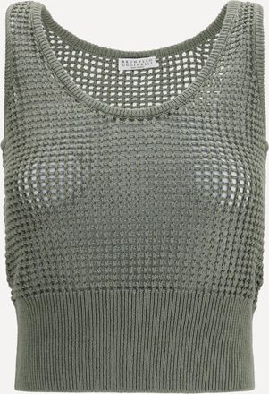 Brunello Cucinelli Canotta traforata con paillettes Woman M