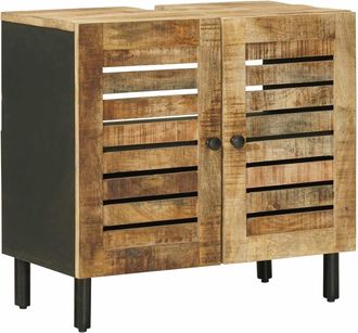 vidaXL Mueble De Lavabo Con Puerta Marr&oacute;n Y Negro 62 X 33 X 58 Cm Vidaxl
