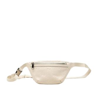 Gucci Pre-owned Vintage Embossed Leather Belt Bag - Dames - Pre-owned - Beige - Maat: ONE Size Leer