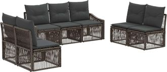 vidaXL Conjunto De Sof&aacute;s De Jard&iacute;n 7 Uds. Gris Rat&aacute;n Sint&eacute;tico Vidaxl