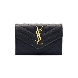 Saint Laurent Grain de Poudre leather wallet Woman One Size