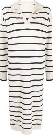 Tommy Hilfiger Zachte Regular Polo Gebreide Jurk - Dames - Kleedjes - Beige - XS - Katoen - Kleedjes