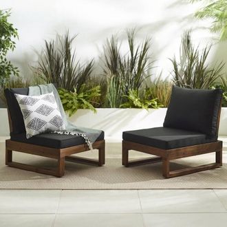 Furniturebox 2x Brisa Wood Garden Chairs Set in Walnut
