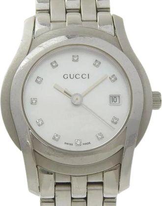 Gucci Pre-owned Watches, female, Gray, Size: ONE SIZE Pre-owned Stainless Steel Quartz Analog Watch