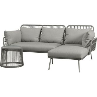 OUTSUNNY Set da Esterno in Rattan con Divano 2 Posti, Chaise Longue e Tavolino