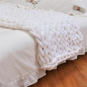 OEM Manta De Punto Grueso De Chenilla Blanca, Hecha A Mano, Para Decoraci&oacute;n Del Hogar/sof&aacute;/cama, Dimensiones 120 X 150 Cm