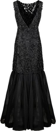 Alberta Ferretti ruffled gown - women - Polyamide - 42 - Black