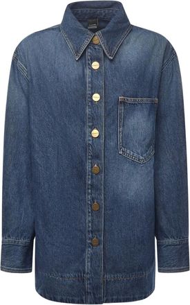 Pinko Denim blouse met zak met knopen - Blauw