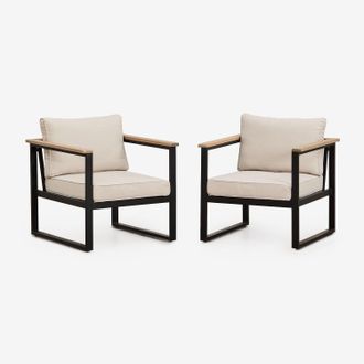 Sklum Sklum - Pack De 2 Sillones De Jard&iacute;n En Aluminio Y Madera De Acacia Lipov