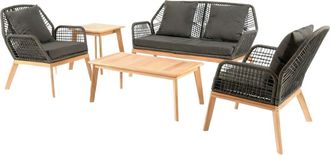 Concept Usine Conjunto de muebles de jardin de madera para 4 plazas con 2 mesas gris