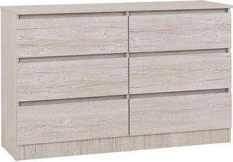 Seconique Seconique - Malvern 6 Drawer Chest - L40 x W121.5 x H77 cm - Urban Snow
