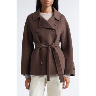 Max Mara Louise Short Wool Double Face Coat in Chocolate at Nordstrom, Size 10