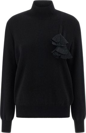 Ferragamo Floral Insert Sweater - Dames - Coltruien - Zwart - XS - Wol - Truien & Vesten
