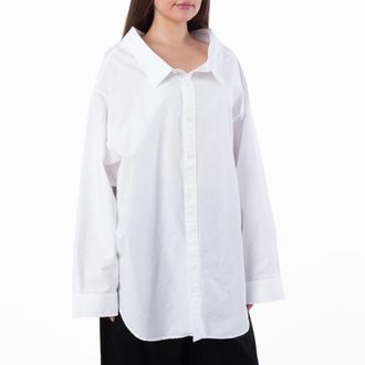 Balenciaga Off-Shoulder White Cotton Poplin Long Sleeve Shirt, Brand Size 34 ( US Size 0 )