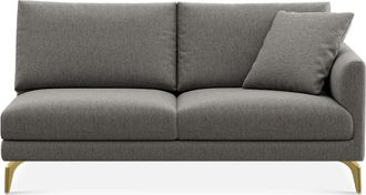 Castlery Lena Right Arm 2 Seater Sofa Customized, Dark Grey Performance Classic Twill, Brass Legs, Spill Resistant, Removable Covers for Castlery Sofas